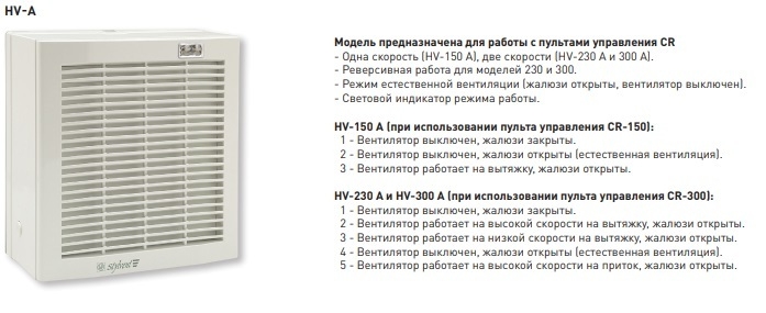 Реверсивный оконный вентилятор Soler & Palau HV 230 A с автоматическими жалюзи