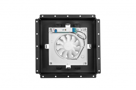 Решетка скрытого монтажа FoZa ПОД ПЛИТКУ 207х207 с вентилятором 100СК, обратный клапан, черная, 100мм